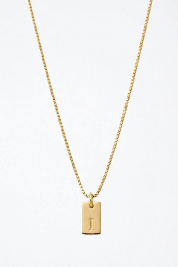 Serla Initial Pendant Gold Plated Necklace Letter I