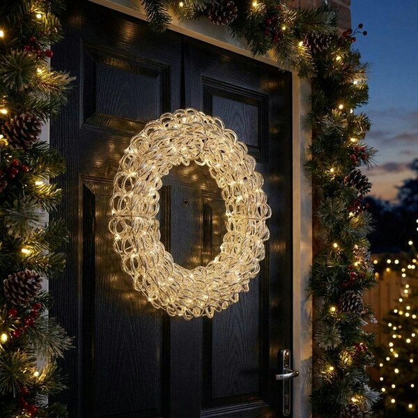 Garden Greatness Twinkling Silver LED Christmas Wreath
