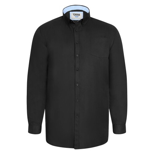Duke Mens D555 Richard Oxford Kingsize Tall Long-Sleeved Shirt - Black - XXL - Black - 65% Cotton/35% Polyester