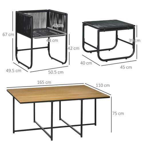 Wyld Haus Latata Black Rattan String 10 Seater Cube Garden Dining Set With Stools And Rectangular Table