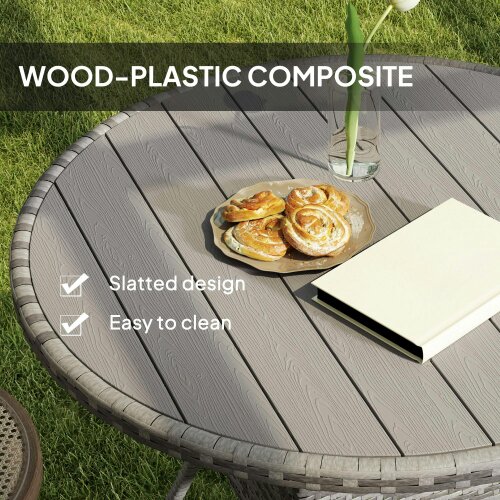 Wyld Haus Ladido 90cm Grey Rattan Wood Effect Outdoor Dining Table