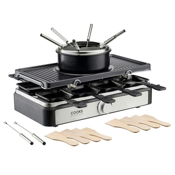 Cooks Professional Electric 2-in-1 Raclette Grill and Fondue | 8 Person