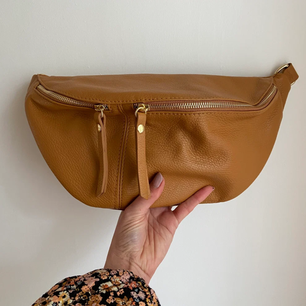 Scott-Samuel Large Leather BumBag / Sling Bag (Exposed Zips)
