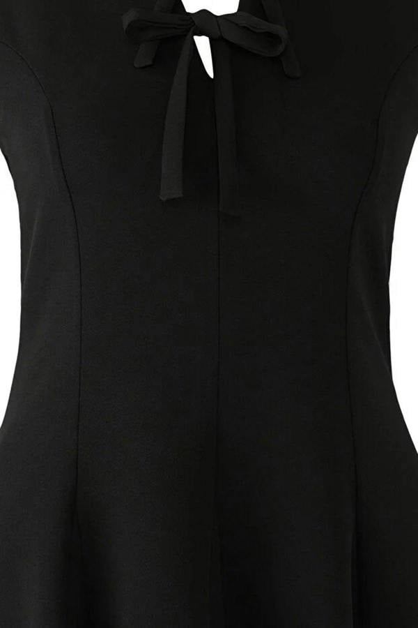 WOVCOR A-Line Mini Woven Plus Size Dress with Bow