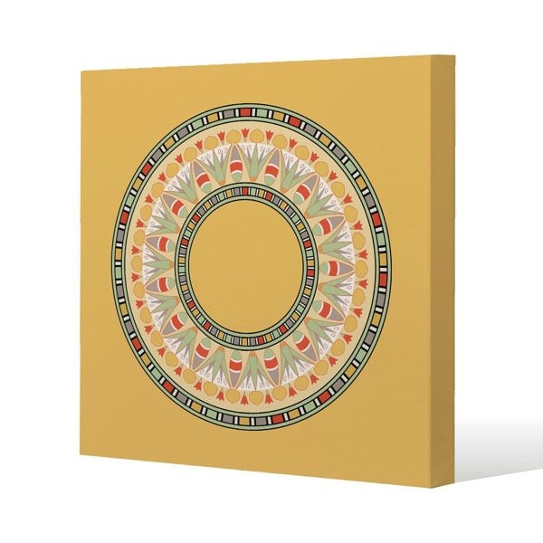 Benjamin Tate Design Orange Circle Ornament. Round Frame Slim Style Canvas Print  75x75cm , 15mm Slim Real wood.