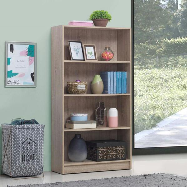 Timber Art Design 4 Tier Bookcase Tall Display Shelving Storage Unit Wood Furniture
