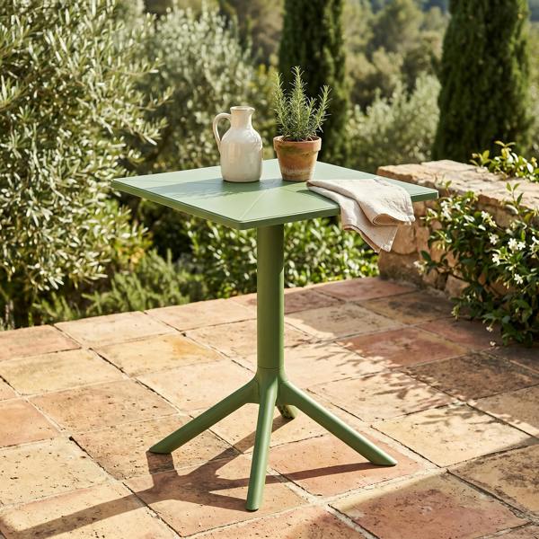 Core Products 3 Piece Bistro Garden Set, Pair Of Lattice Armchairs & Square Plastic Table, Moss Green
