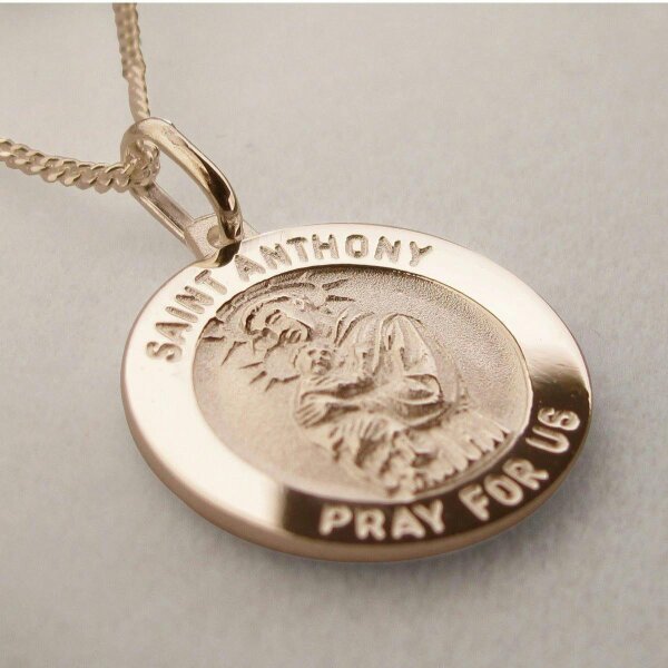 Christopher James of London 9ct Rose Gold Plated St Anthony 3D Medal With Optional Engraving and Chain