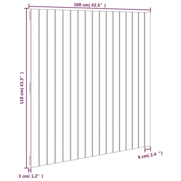 Berkfield Wall Headboard White 108x3x110 cm Solid Wood Pine