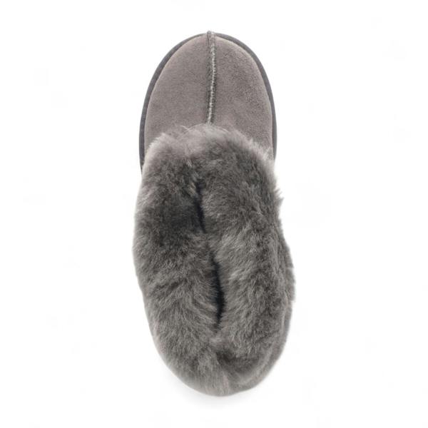 Infinity Leather Women's Sheepskin Suede Ankle Grey Slip-On Bootie Winter - Glacier