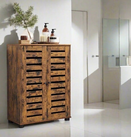 Modcraft Rustic Bathroom Floor Cabinet – Storage Unit with Doors & Adjustable Shelf