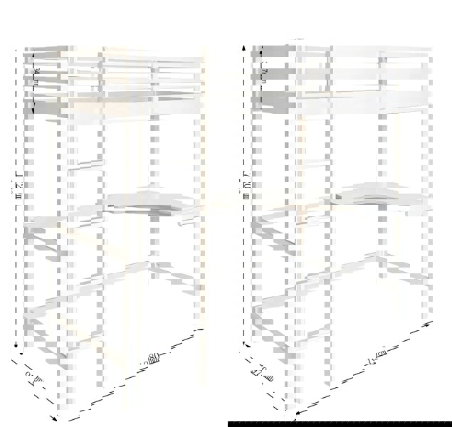 Comfy Living Space-Saving 3ft High Sleeper with Integrated Corner Desk - Perfect for Compact Living Spaces