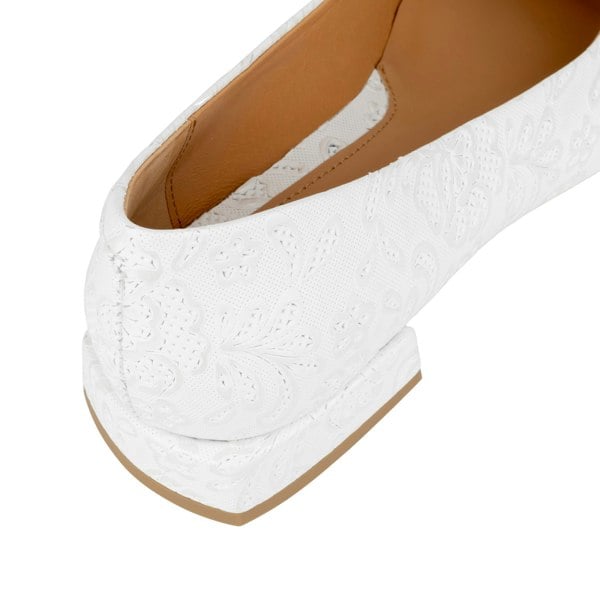 Embassy London Ballerina - Wedding White - Women's low heel leather ballet flat