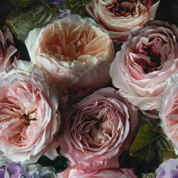 Grandeco Romantic Painted Flowers Pink 3 Lane Repeatable Wallpaper Mural 1.59 x 2.8m