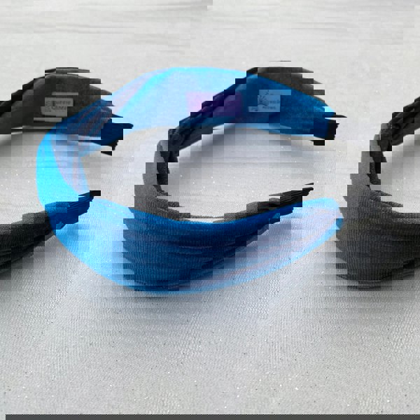 Blue velvet headband, twisted knot design, soft fabric texture, wide band style, elegant decorative hair accessory, chic padded headband
