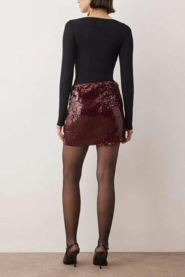 WOVCOR Super Mini Knit Sequin Party Skirt