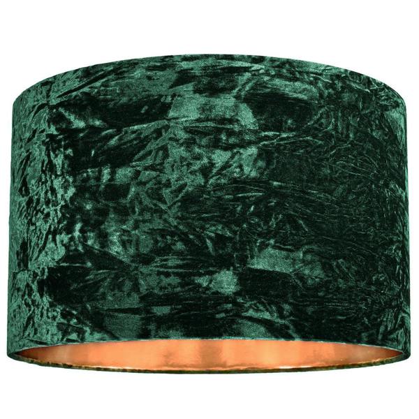 Modern Green Crushed Velvet 20" Floor/Pendant Lampshade with Shiny Copper Inner Image 1