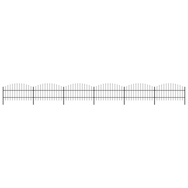 Berkfield Garden Fence with Spear Top Steel (0.75-1)x10.2 m Black