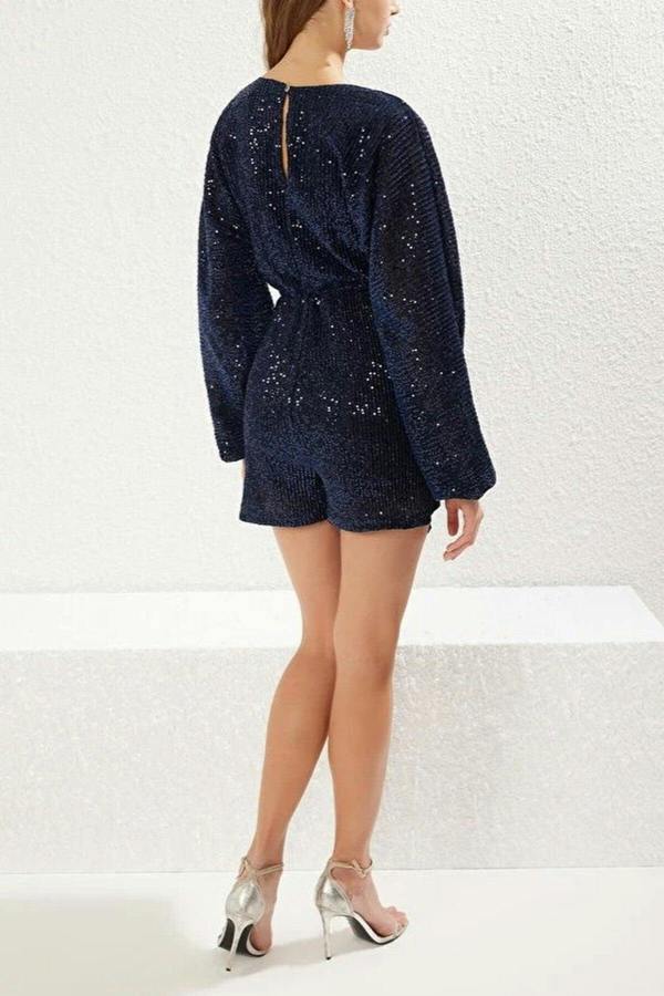 WOVCOR Glittery Sequin Short Jumpsuit
