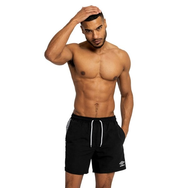 Umbro Mens Taped Swim Shorts - Black