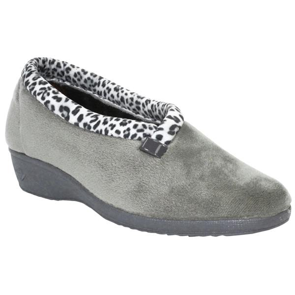 Lunar Womens/Ladies Paloma Leopard Print Slippers - Grey - 