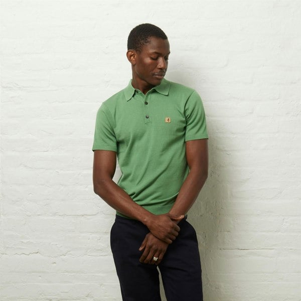 Gabicci V54GK04 Mens Jackson Short Sleeve Plain Knitted Polo Gabicci Vintage - VERDE