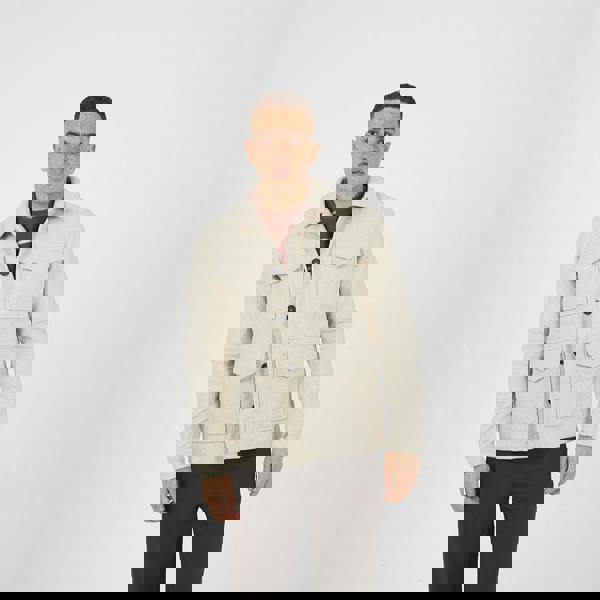 Brave Soul Stone Wool-Look Four Pocket Shacket - Stone Image 1