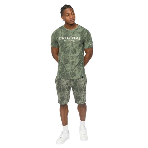 Crosshatch Mens Bardon Camo T-Shirt - Olive Camo - 