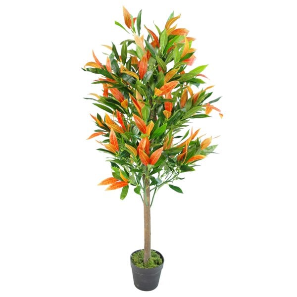 Leaf 130cm Artificial Red & Green Ficus Tree