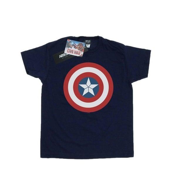 Marvel Boys Captain America Civil War Shield T-Shirt - Navy Blue