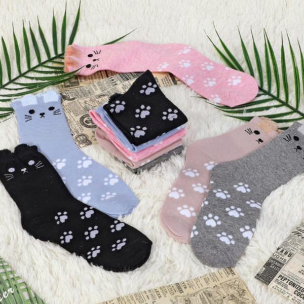 Dyzi 5 Pack Cat Animal Pattern Ankle Socks Women's UK 4-7