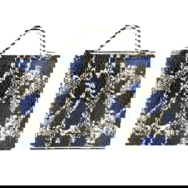 Embassy London Envy - Blue Snake - Women's leather flap clutch bag with strap