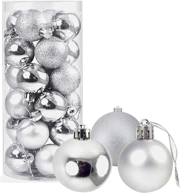 Silver Shatterproof Christmas Baubles Pack Sizes 9 or 18, 5cm Tree Decorations image 1