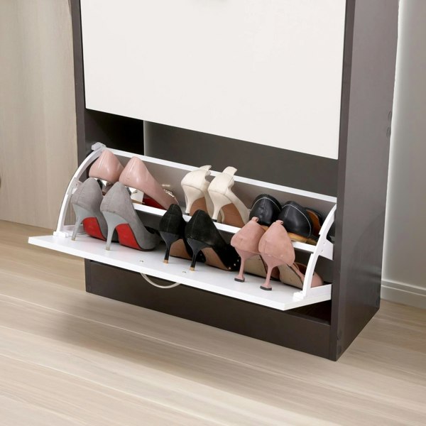 Rafaelo Mobilia 2 Drawer Shoe Storage Cabinet White Grey