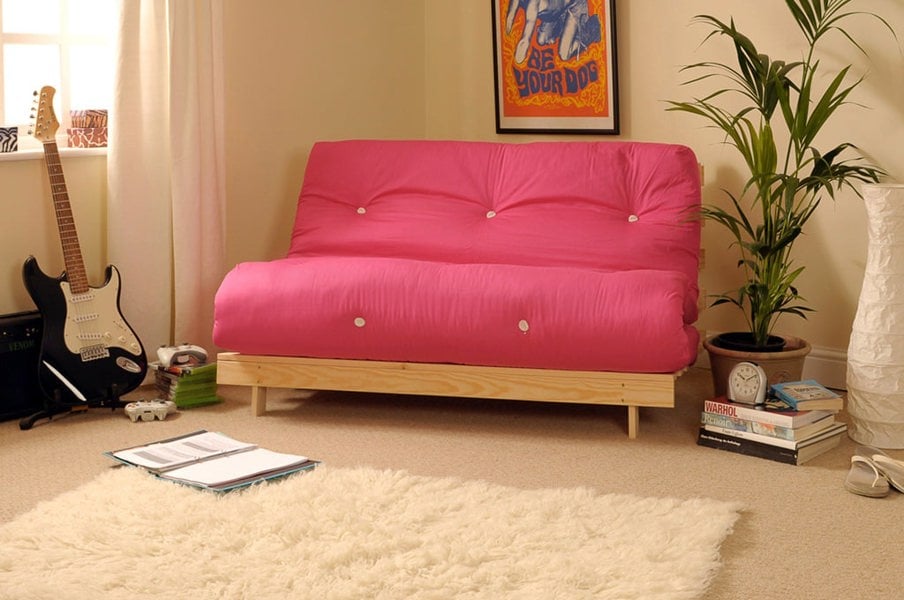 Comfy Living Wooden Futon sofa bed frame with a Standard Mattress