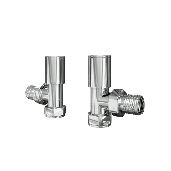 Flode Angled Round Manual Radiator Valve Pack | 15mm x 1/2″ | Chrome