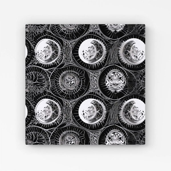 Warren Reed Black White Moon and Sun Canvas