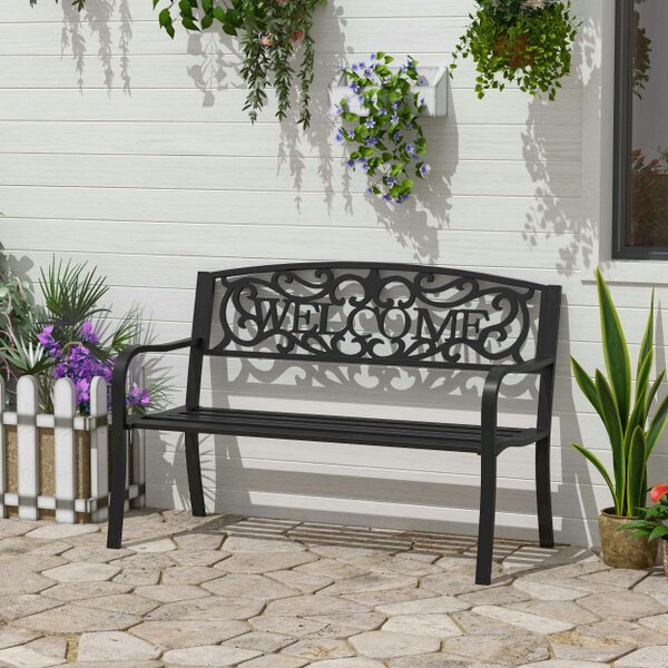 Wyld Haus Rolare 126cm Steel Black Outdoor Garden Bench