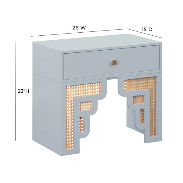 Furniture Edit Suzie Pastel Blue & Rattan Nightstand Bedside Table