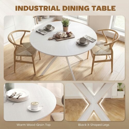 HOMCOM 120 cm Dining Table for 4, Industrial Kitchen Table with Steel Legs