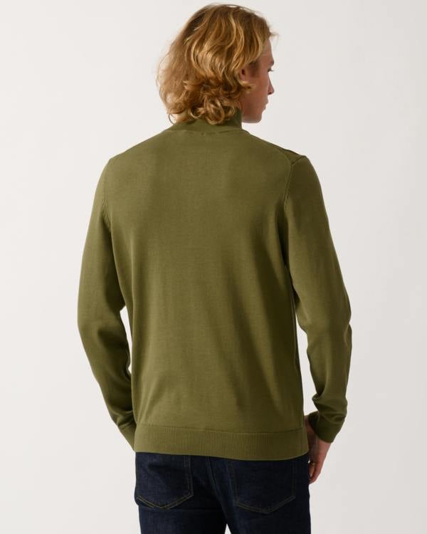 HUGO San Quintus-C2 Mens 1/4 Zip Funnel Neck Jumper - Open Green 389