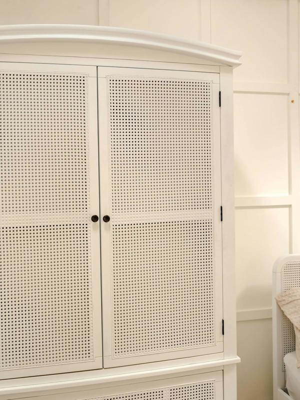 Statement Furniture Louis Large French Combi Wardrobe with Cane Rattan Doors and Drawer