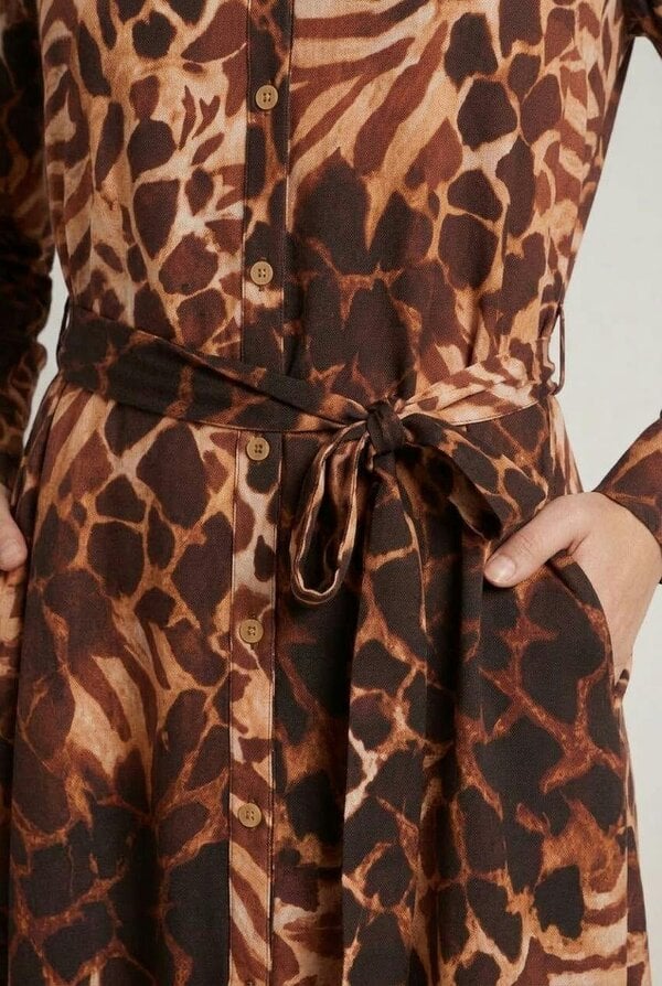 Izabel London Abstract Print Tie Waist Midi Dress