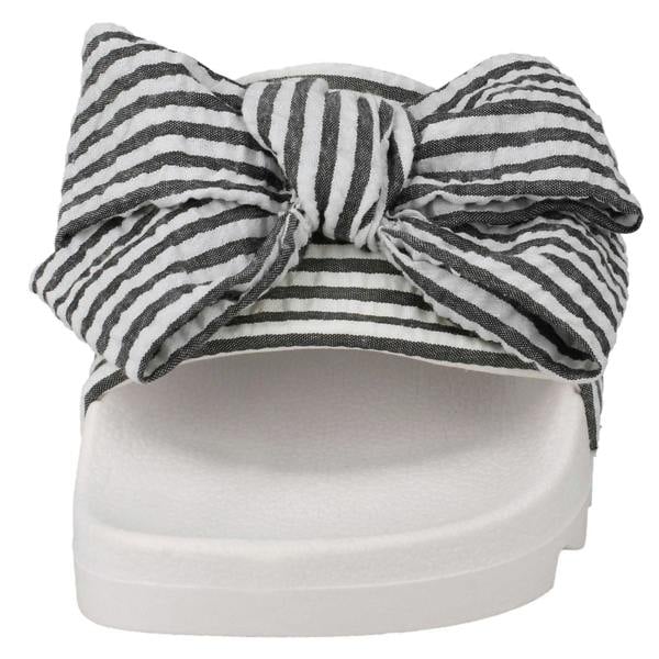 Spot On Ladies Spot On Striped Bow Vamp Sliders