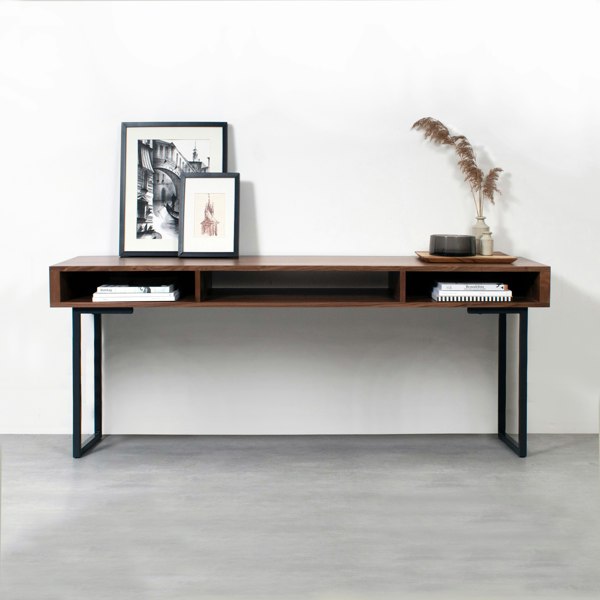 The Urban Editions Marston Wide Console Desk on Minimalist Square Legs