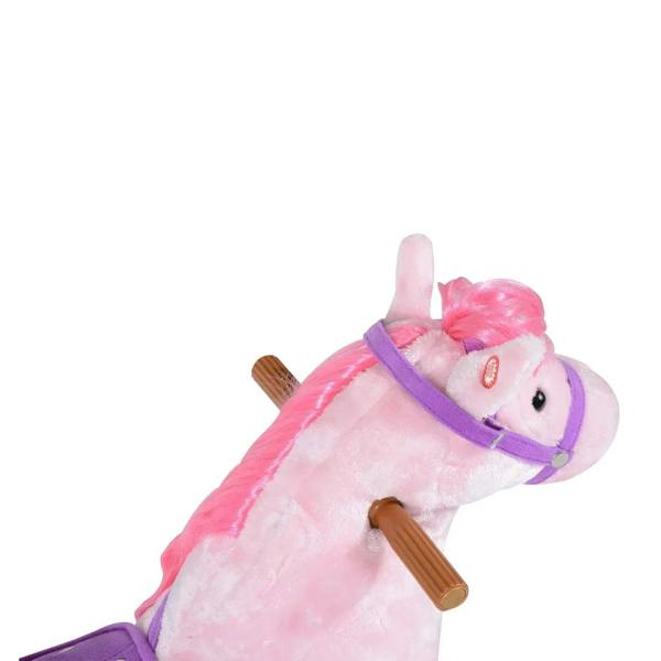 Plush Walking Horse Ride On Toy with Wheels and Realistic Sounds Rocking Horse for Girls Boys 2+ Years Old, 50cm Tall, Pink