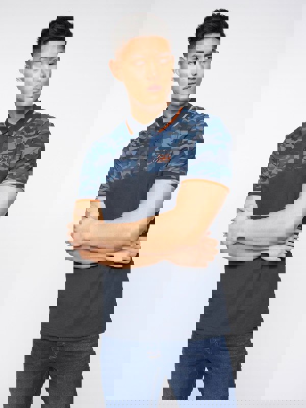 Crosshatch Brightling Camo Polo Navy