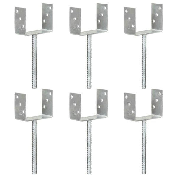 Berkfield Fence Anchors 6 pcs Silver 12x6x30 cm Galvanised Steel