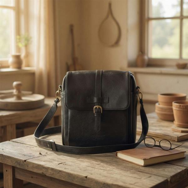 Infinity Leather Genuine Leather Vintage Crossbody Messenger Travel Bag - Ashby