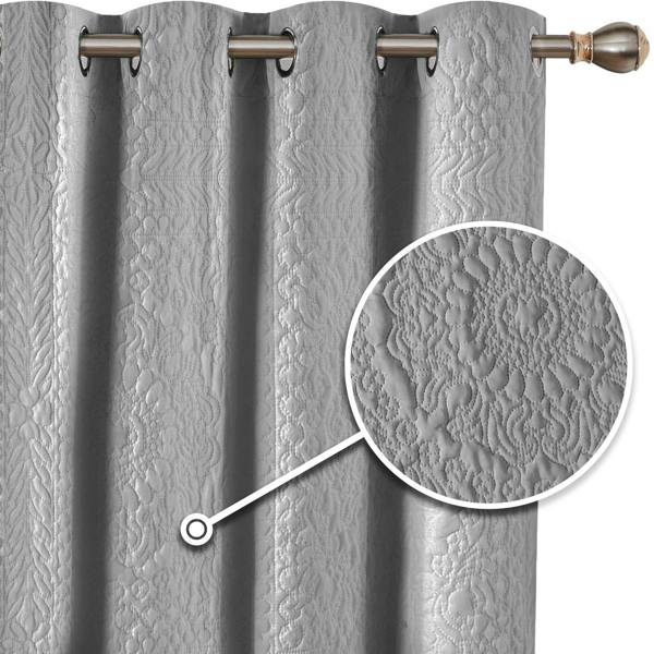 Velosso Elegant Thermal Quilted Ring Top Energy Saving Curtains, Insulated Door Curtains, Machine Cold Wash - 168cm x 229cm